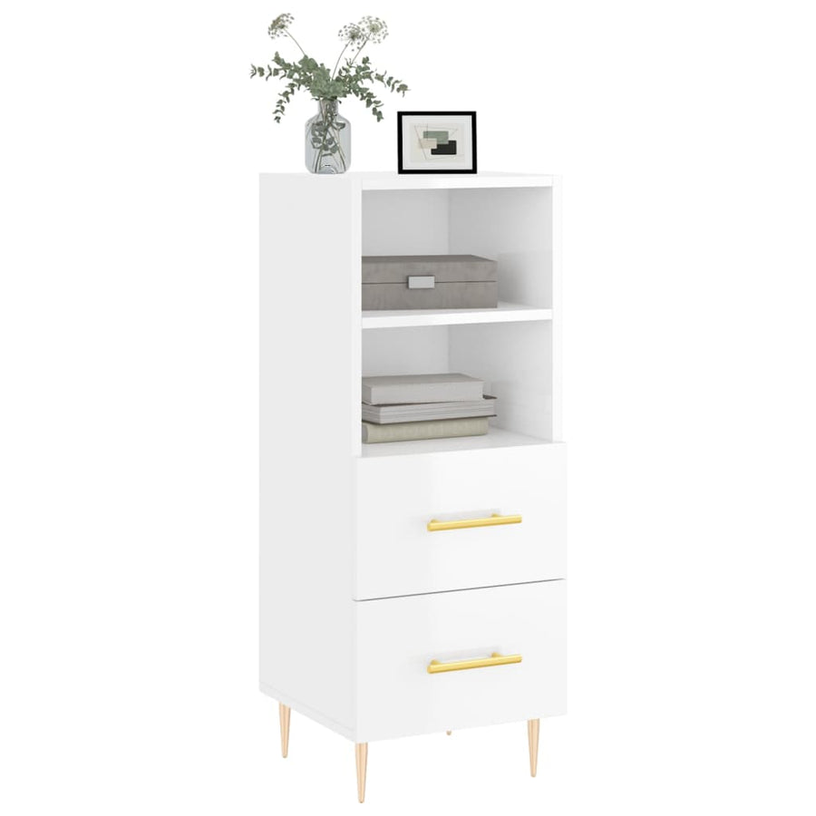 Dressoir 34,5X34X90 Cm Bewerkt Hout Hoogglans Wit