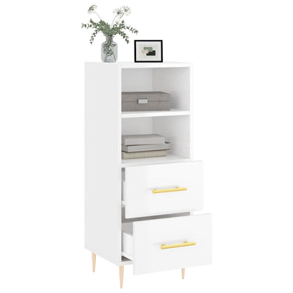 Dressoir 34,5X34X90 Cm Bewerkt Hout Hoogglans Wit