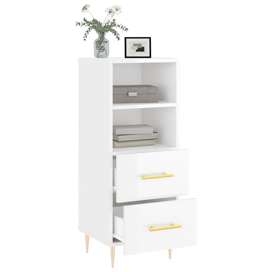 Dressoir 34,5X34X90 Cm Bewerkt Hout Hoogglans Wit