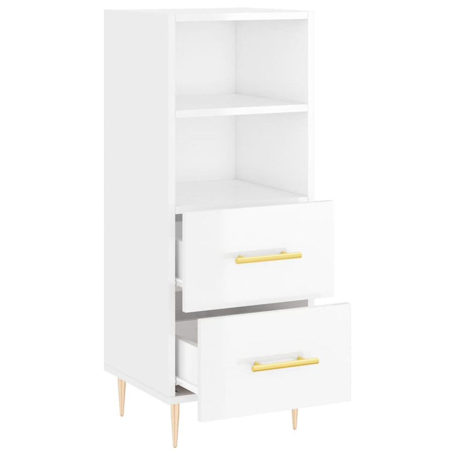 Dressoir 34,5X34X90 Cm Bewerkt Hout Hoogglans Wit