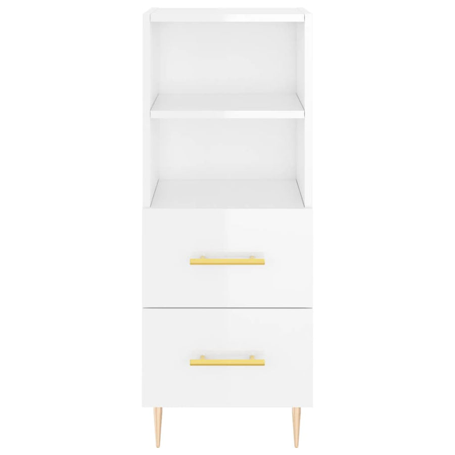 Dressoir 34,5X34X90 Cm Bewerkt Hout Hoogglans Wit