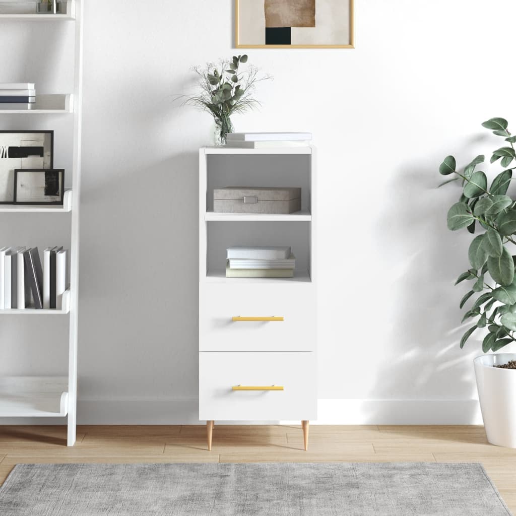 Dressoir 34,5X34X90 Cm Bewerkt Hout Hoogglans Wit