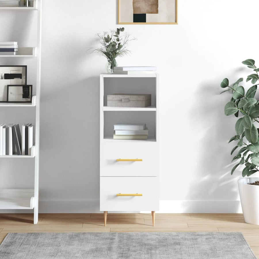 Dressoir 34,5X34X90 Cm Bewerkt Hout Hoogglans Wit