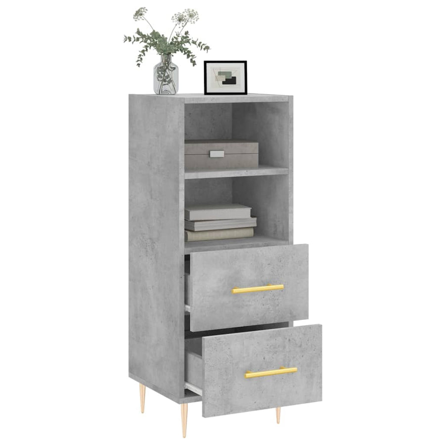 Dressoir 34,5X34X90 Cm Bewerkt Hout Betongrijs