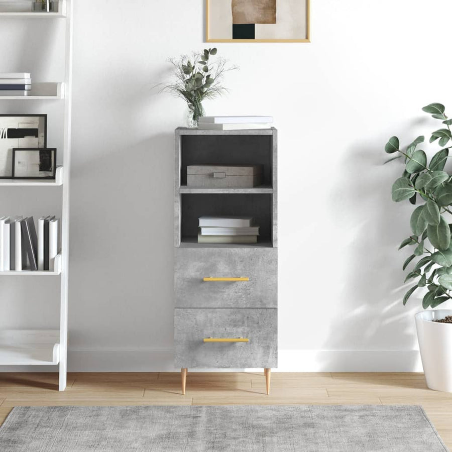 Dressoir 34,5X34X90 Cm Bewerkt Hout Betongrijs