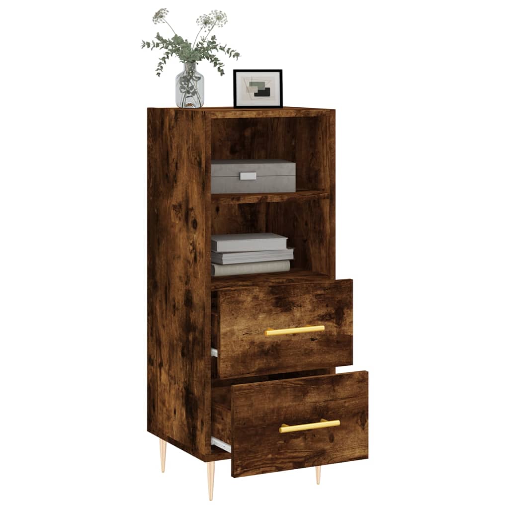 Dressoir 34,5X34X90 Cm Bewerkt Hout Gerookt Eiken