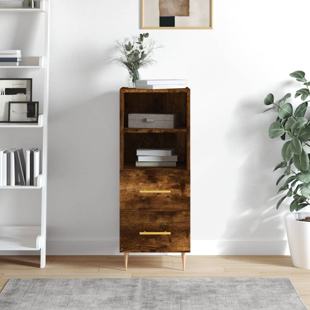 Dressoir 34,5X34X90 Cm Bewerkt Hout Gerookt Eiken