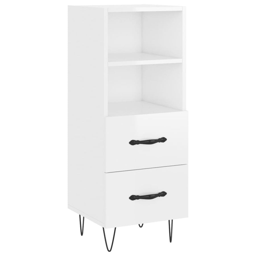 Dressoir 34,5X34X90 Cm Bewerkt Hout Hoogglans Wit