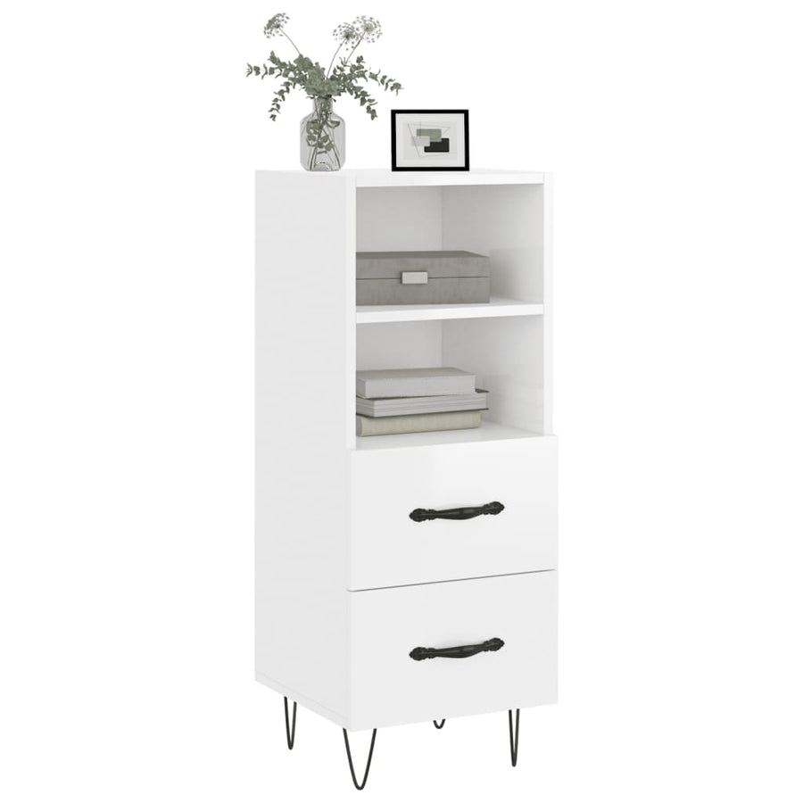 Dressoir 34,5X34X90 Cm Bewerkt Hout Hoogglans Wit