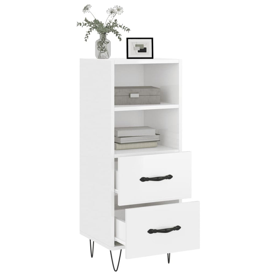 Dressoir 34,5X34X90 Cm Bewerkt Hout Hoogglans Wit