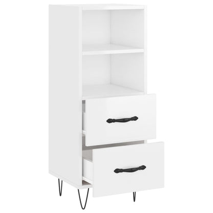 Dressoir 34,5X34X90 Cm Bewerkt Hout Hoogglans Wit