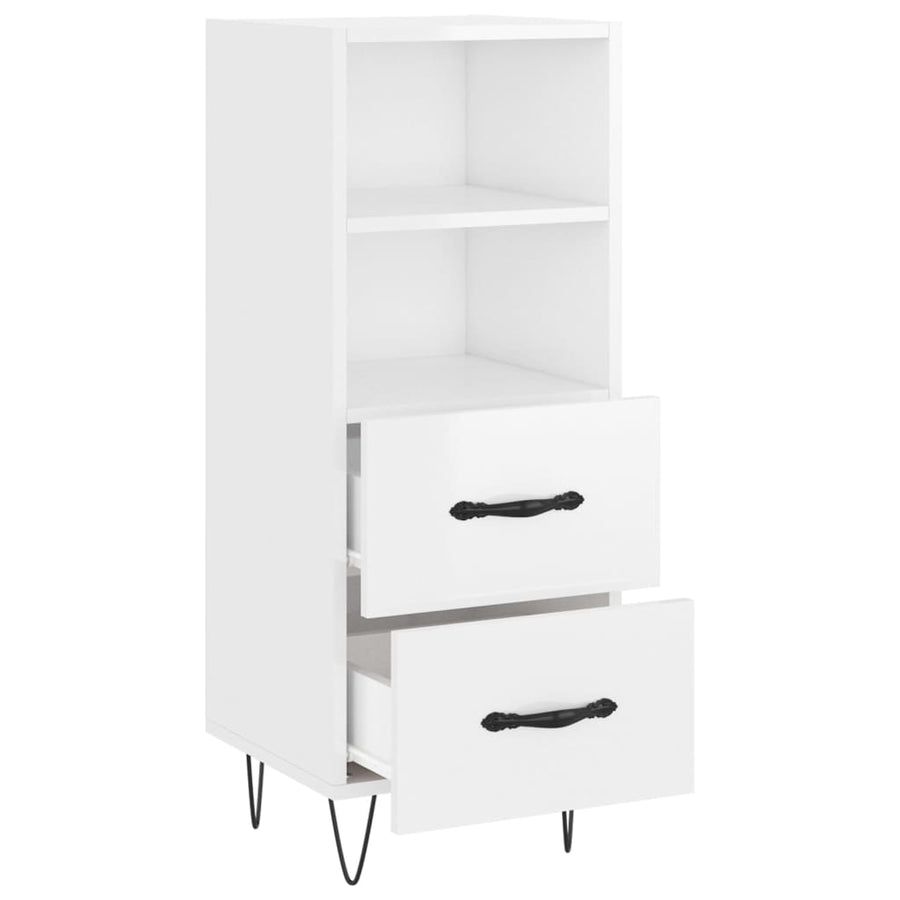 Dressoir 34,5X34X90 Cm Bewerkt Hout Hoogglans Wit