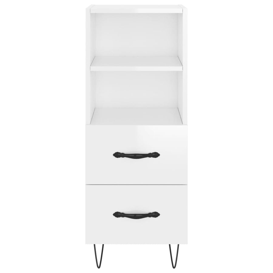 Dressoir 34,5X34X90 Cm Bewerkt Hout Hoogglans Wit