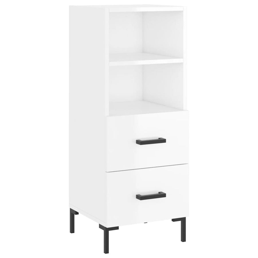 Dressoir 34,5X34X90 Cm Bewerkt Hout Hoogglans Wit