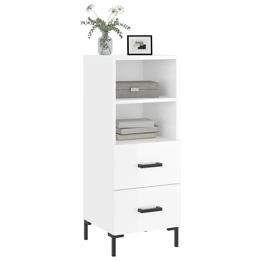 Dressoir 34,5X34X90 Cm Bewerkt Hout Hoogglans Wit