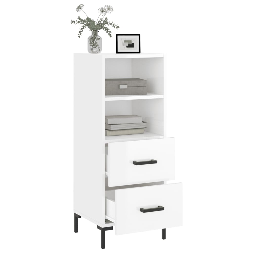 Dressoir 34,5X34X90 Cm Bewerkt Hout Hoogglans Wit