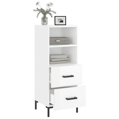 Dressoir 34,5X34X90 Cm Bewerkt Hout Hoogglans Wit