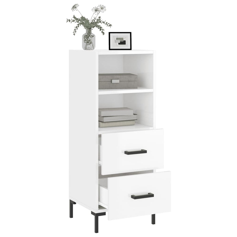 Dressoir 34,5X34X90 Cm Bewerkt Hout Hoogglans Wit