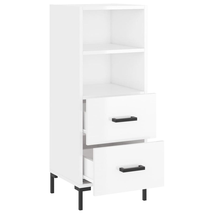 Dressoir 34,5X34X90 Cm Bewerkt Hout Hoogglans Wit