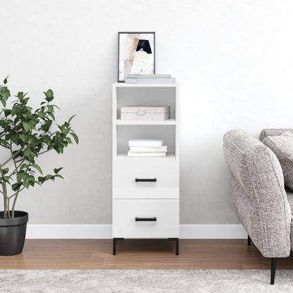 Dressoir 34,5X34X90 Cm Bewerkt Hout Hoogglans Wit