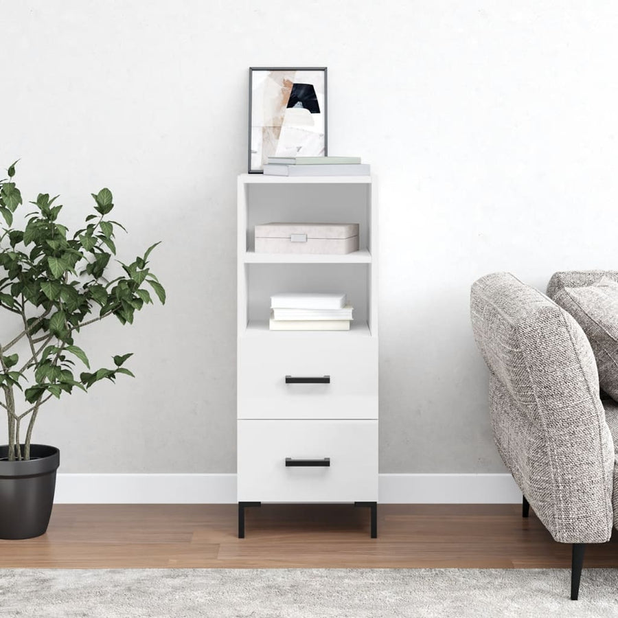 Dressoir 34,5X34X90 Cm Bewerkt Hout Hoogglans Wit