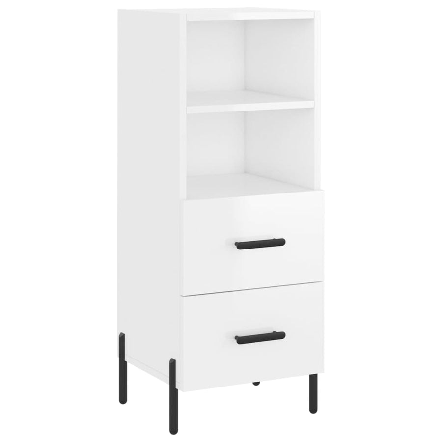 Dressoir 34,5X34X90 Cm Bewerkt Hout Hoogglans Wit