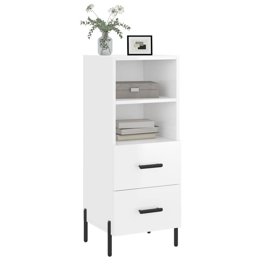 Dressoir 34,5X34X90 Cm Bewerkt Hout Hoogglans Wit