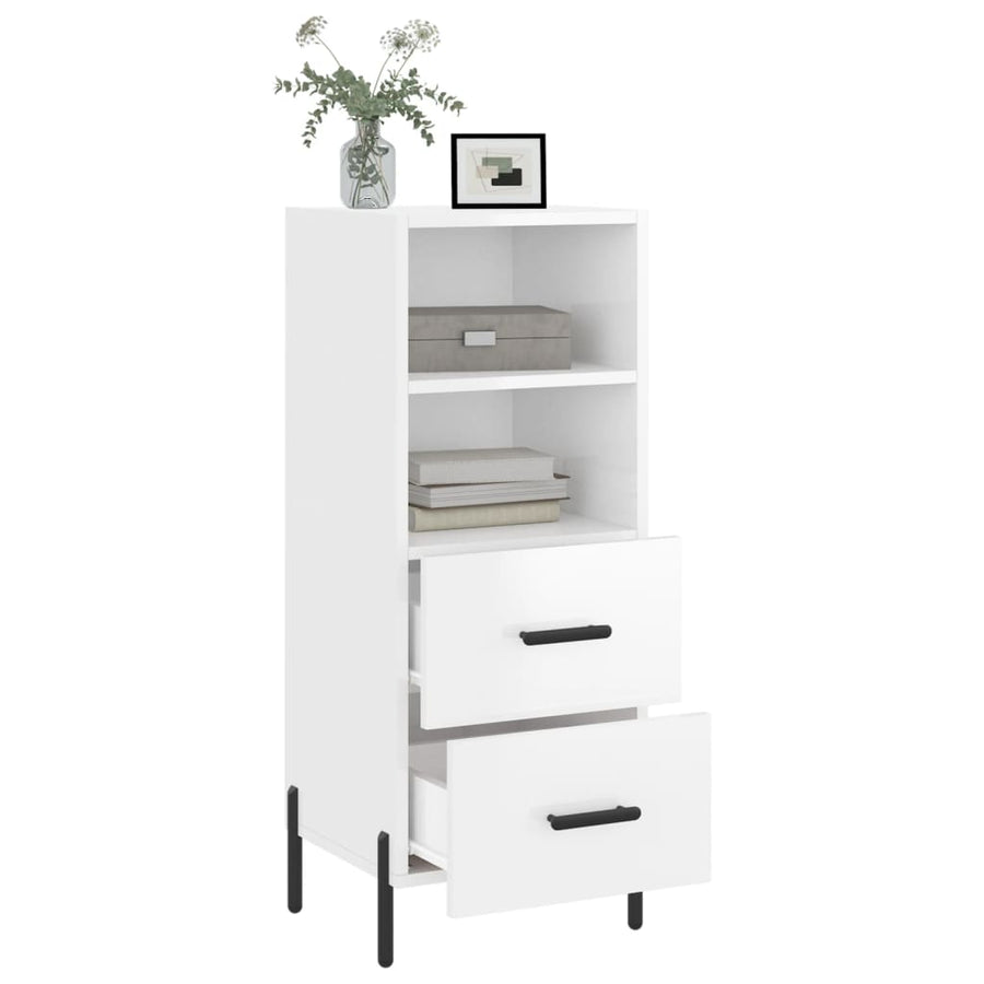 Dressoir 34,5X34X90 Cm Bewerkt Hout Hoogglans Wit