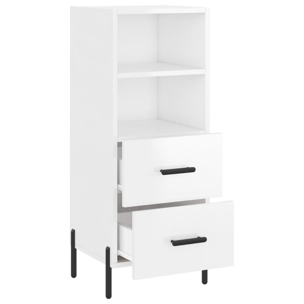 Dressoir 34,5X34X90 Cm Bewerkt Hout Hoogglans Wit