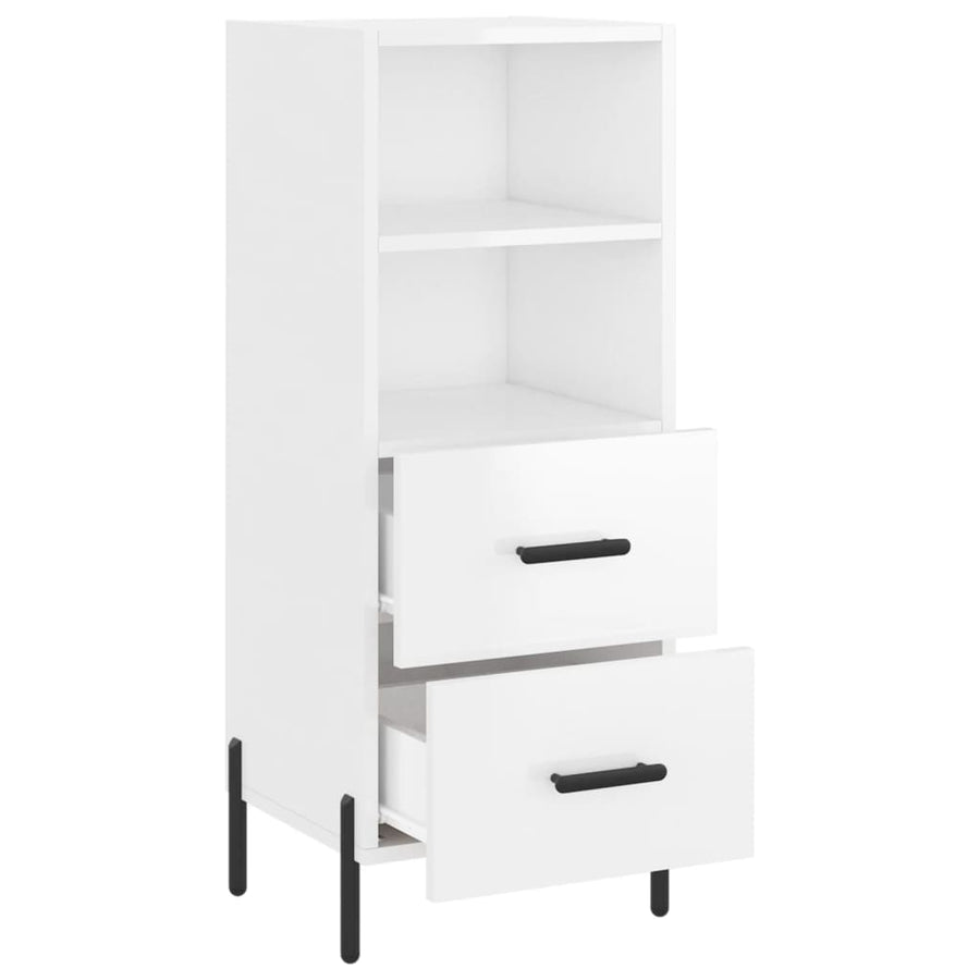 Dressoir 34,5X34X90 Cm Bewerkt Hout Hoogglans Wit