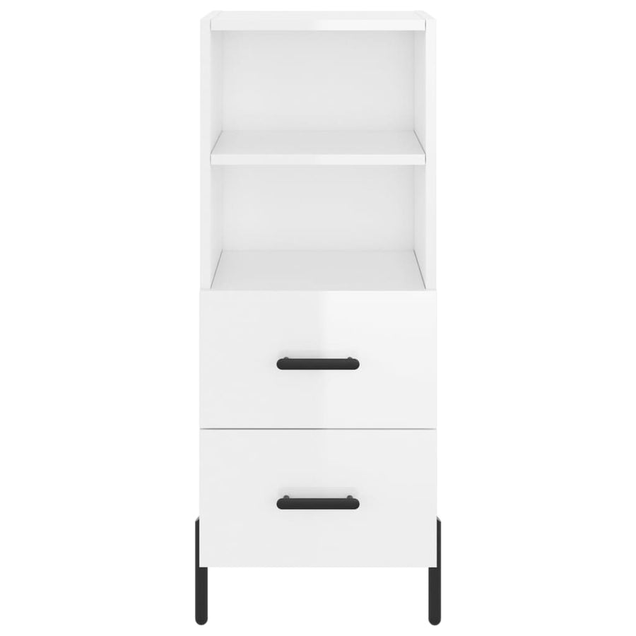 Dressoir 34,5X34X90 Cm Bewerkt Hout Hoogglans Wit