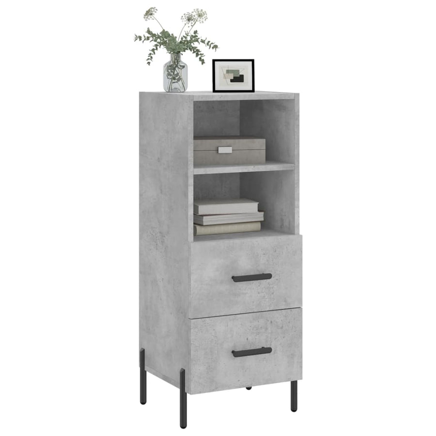 Dressoir 34,5X34X90 Cm Bewerkt Hout Betongrijs