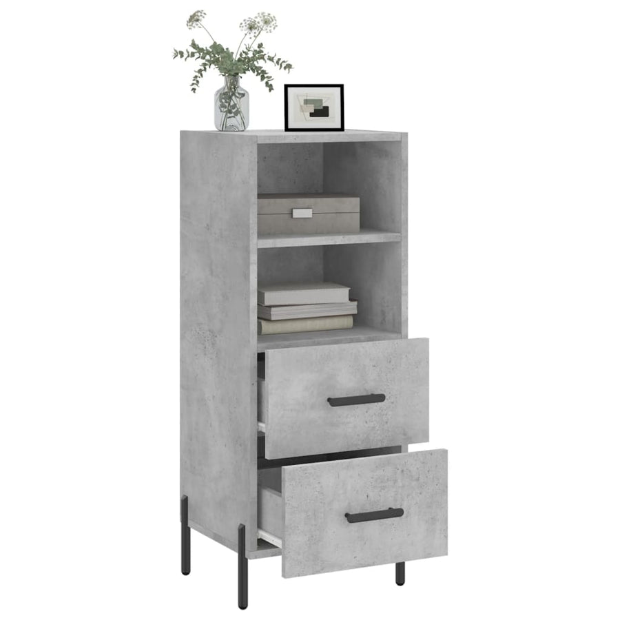 Dressoir 34,5X34X90 Cm Bewerkt Hout Betongrijs