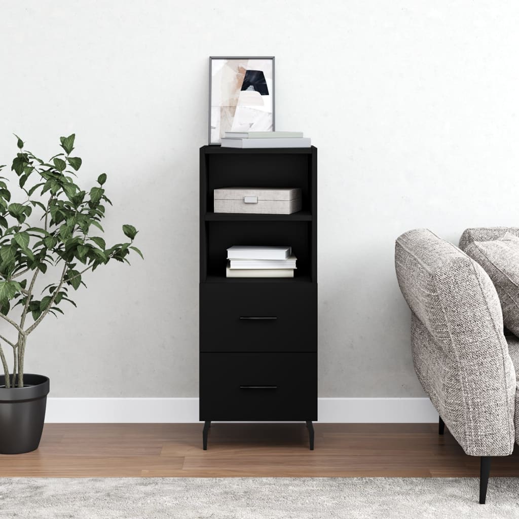 Dressoir 34,5X34X90 Cm Bewerkt Hout Zwart