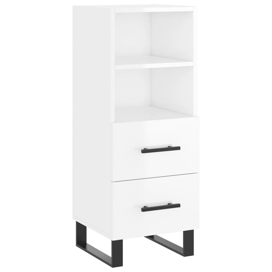 Dressoir 34,5X34X90 Cm Bewerkt Hout Hoogglans Wit