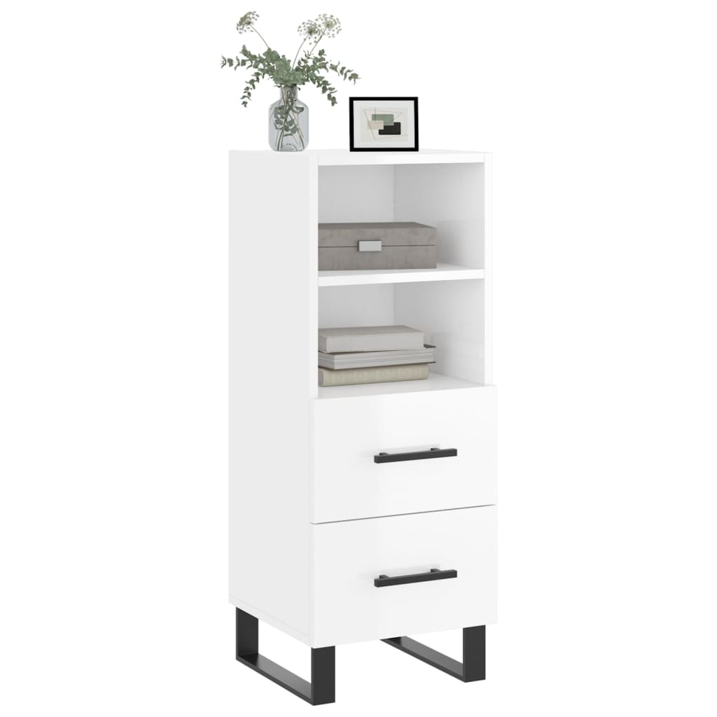 Dressoir 34,5X34X90 Cm Bewerkt Hout Hoogglans Wit