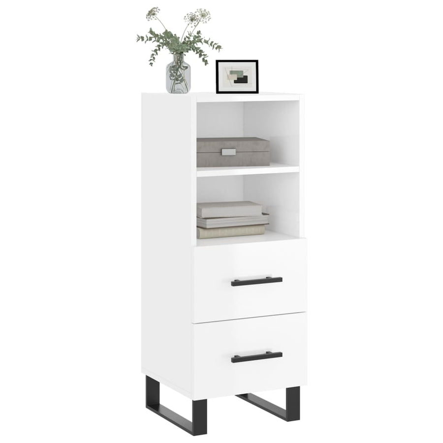 Dressoir 34,5X34X90 Cm Bewerkt Hout Hoogglans Wit