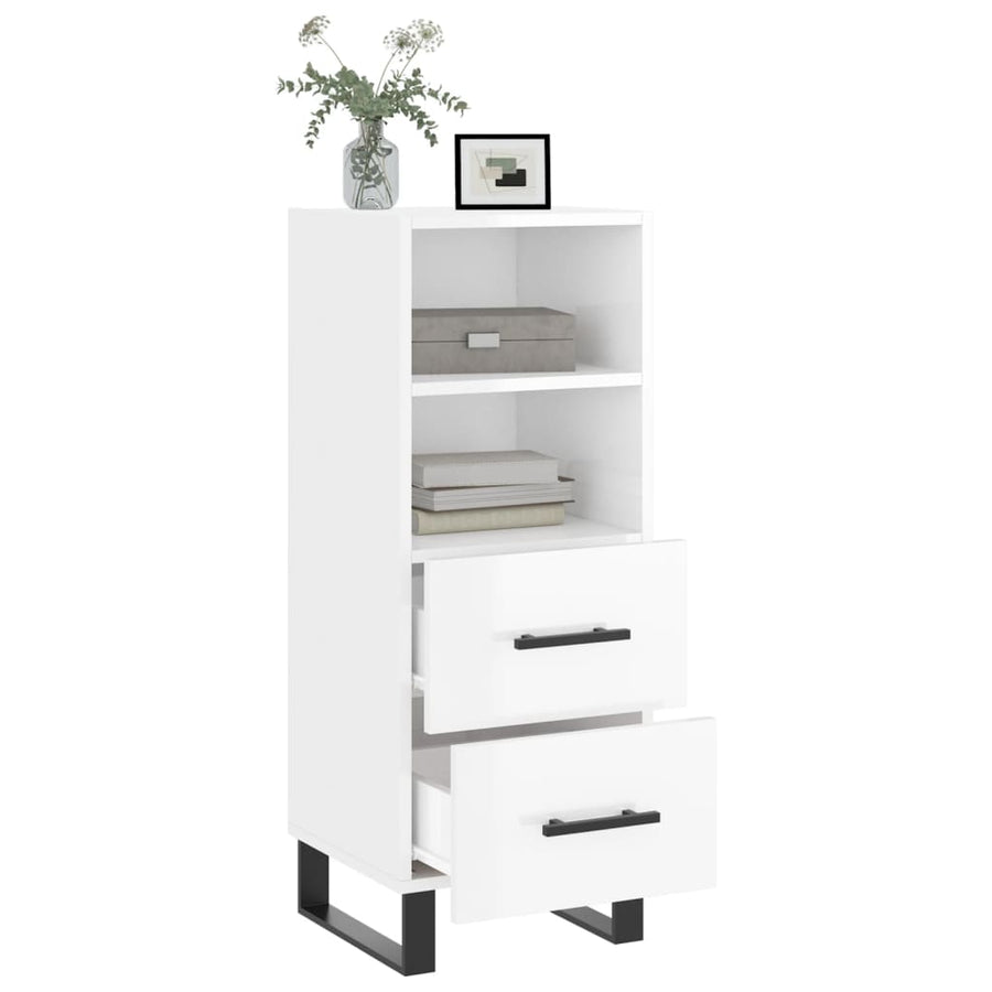 Dressoir 34,5X34X90 Cm Bewerkt Hout Hoogglans Wit