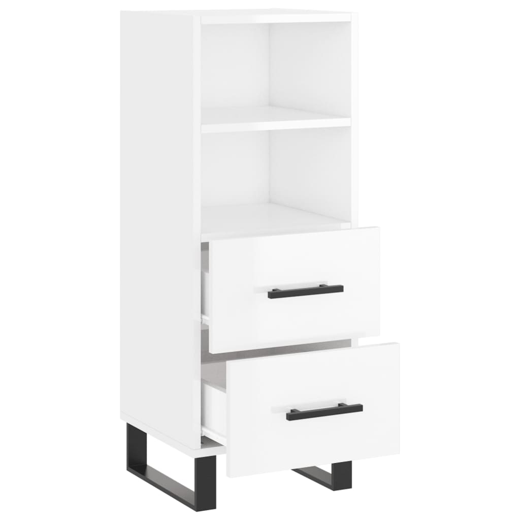 Dressoir 34,5X34X90 Cm Bewerkt Hout Hoogglans Wit