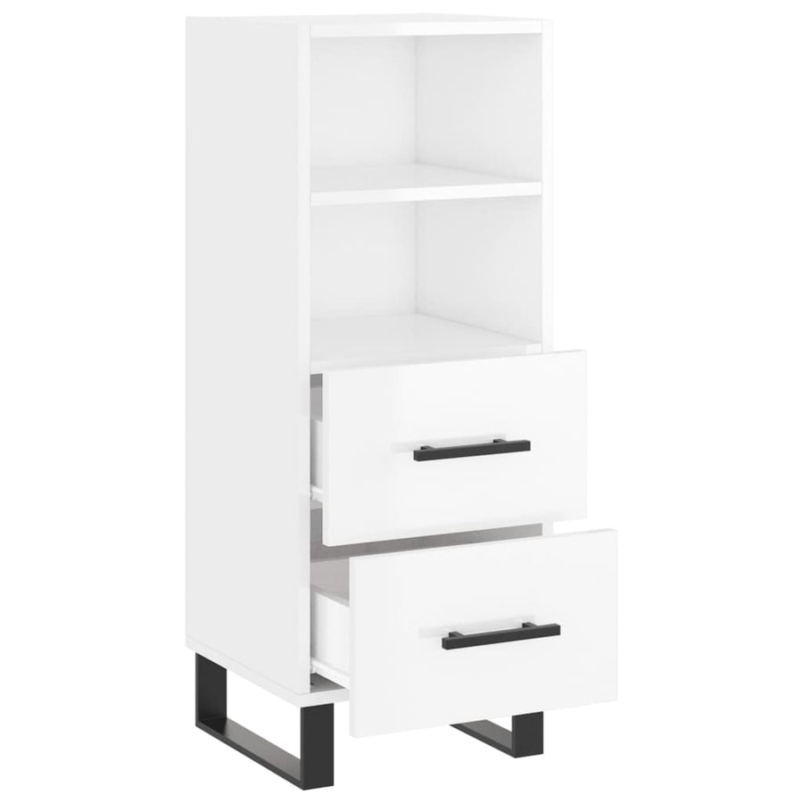Dressoir 34,5X34X90 Cm Bewerkt Hout Hoogglans Wit