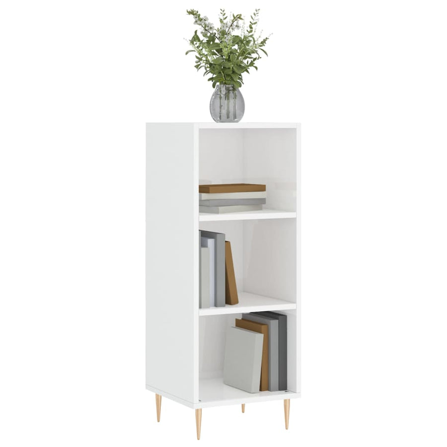 Dressoir 34,5X32,5X90 Cm Bewerkt Hout Hoogglans Wit