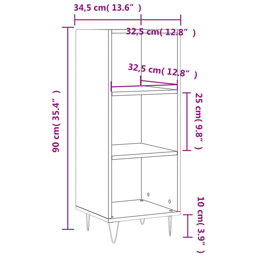 Dressoir 34,5X32,5X90 Cm Bewerkt Hout Zwart