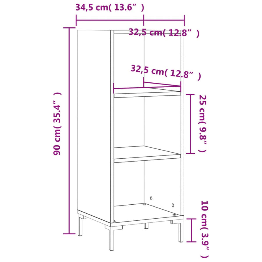 Dressoir 34,5X32,5X90 Cm Bewerkt Hout Wit