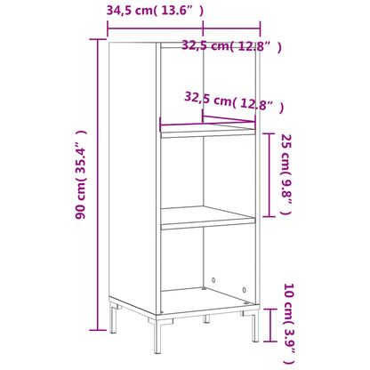 Dressoir 34,5X32,5X90 Cm Bewerkt Hout Bruin Eikenkleur