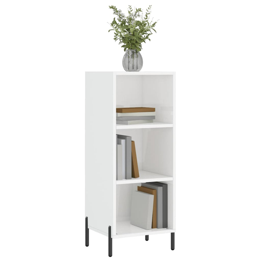 Dressoir 34,5X32,5X90 Cm Bewerkt Hout Hoogglans Wit