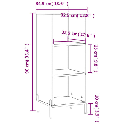 Dressoir 34,5X32,5X90 Cm Bewerkt Hout Hoogglans Wit
