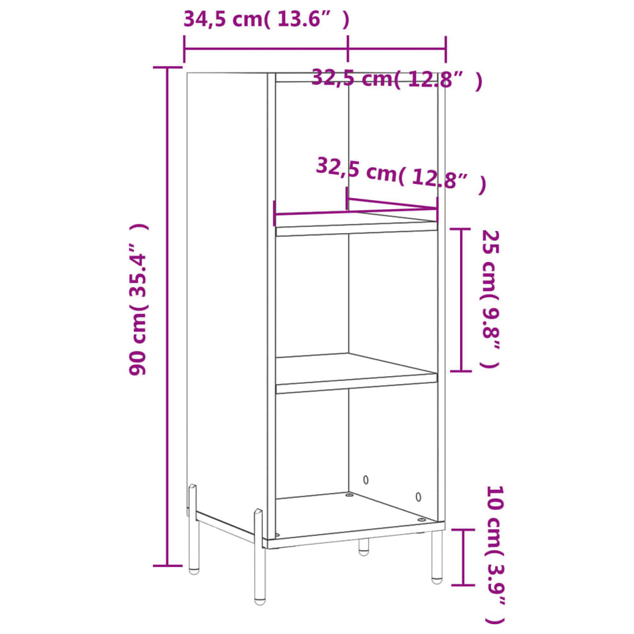 Dressoir 34,5X32,5X90 Cm Bewerkt Hout Betongrijs