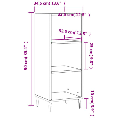 Dressoir 34,5X32,5X90 Cm Bewerkt Hout Hoogglans Wit