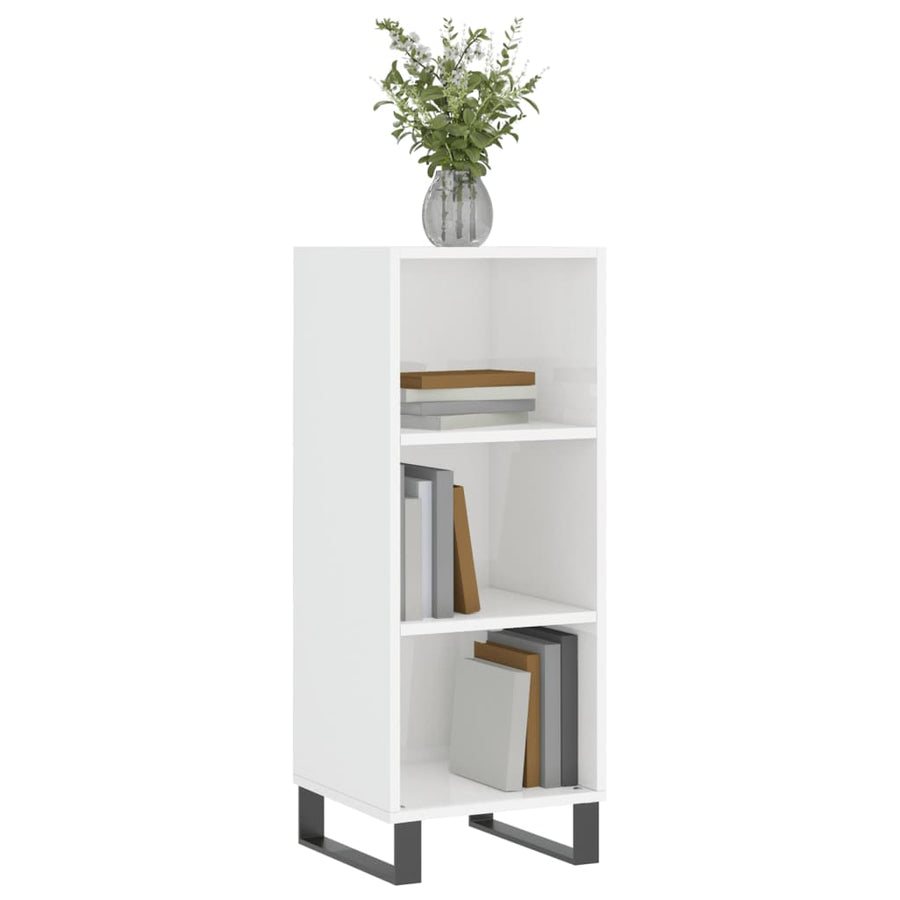 Dressoir 34,5X32,5X90 Cm Bewerkt Hout Hoogglans Wit