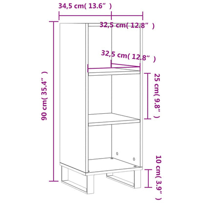Dressoir 34,5X32,5X90 Cm Bewerkt Hout Betongrijs